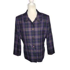VINTAGE 90s blazer dark academia tartan plaid button up jacket M‎